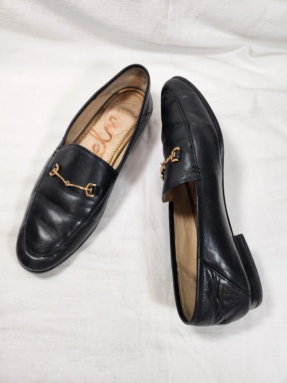Sam Edelman Black Leather Loraine Horsebit Loafers Sz 8.5 Minimalist Slip On